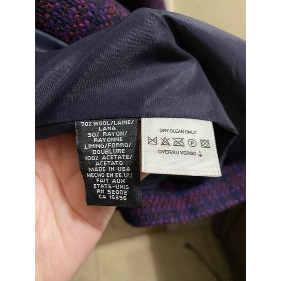 Vintage Liz Claiborne Collection Blazer Jacket Tweed Plaid Wool Purple Womens 6 - Picture 7 of 10